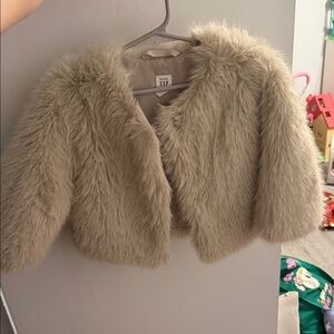 GAP Kids Plush Faux Fur Jacket - light gray